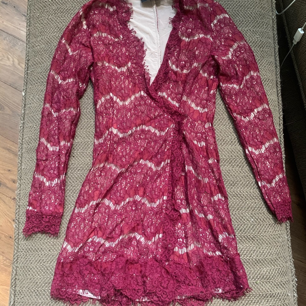 Nastygal Burgundy lace, wrap dress!